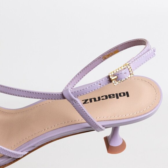 Anthropologie Lola Cruz Julia Sandals Kitten Heel Slingback Leather Lilac EU 38 - Picture 12 of 15
